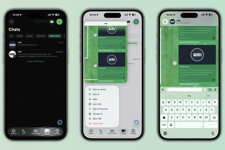 Imagem iPhone com Whatsapp e visual Liquid Glass.