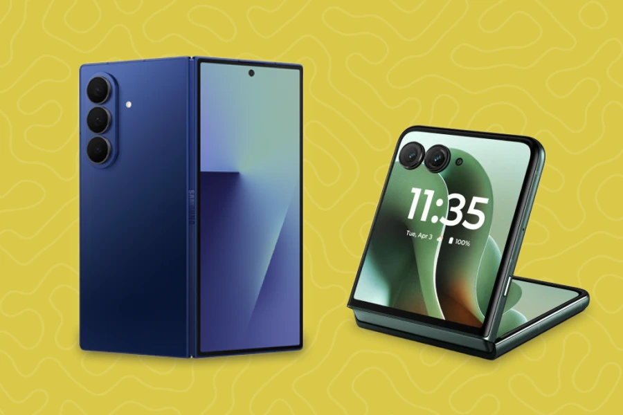 Imagem celular dobrável da Samsung e Motorola.